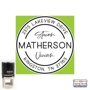 Personalized Address Matherson Round 2" Custom Stamp